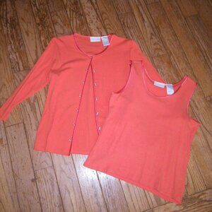 Women's Cotton Blend Cardigan & Tank top Set Knit Tops